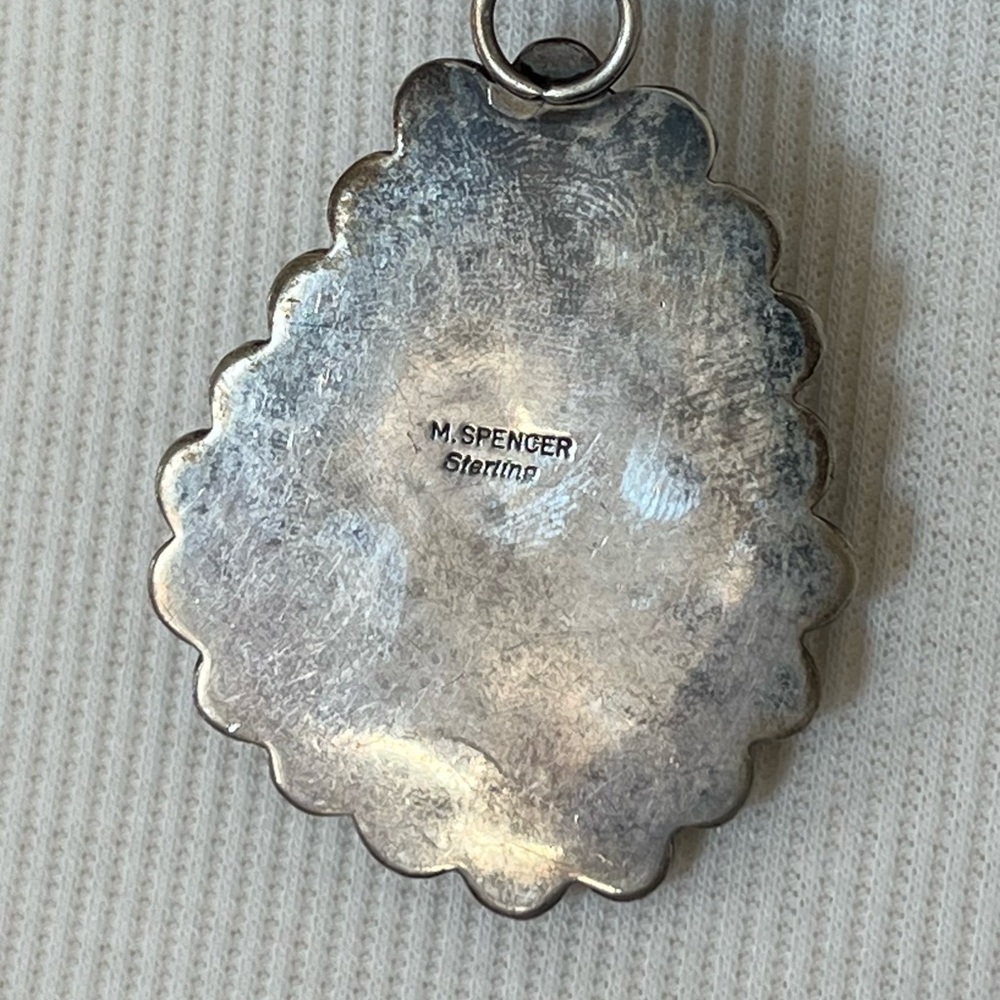 M. Spencer Sterling Sleeping Beauty Turquoise Pendant native western rodeo - Picture 5 of 8